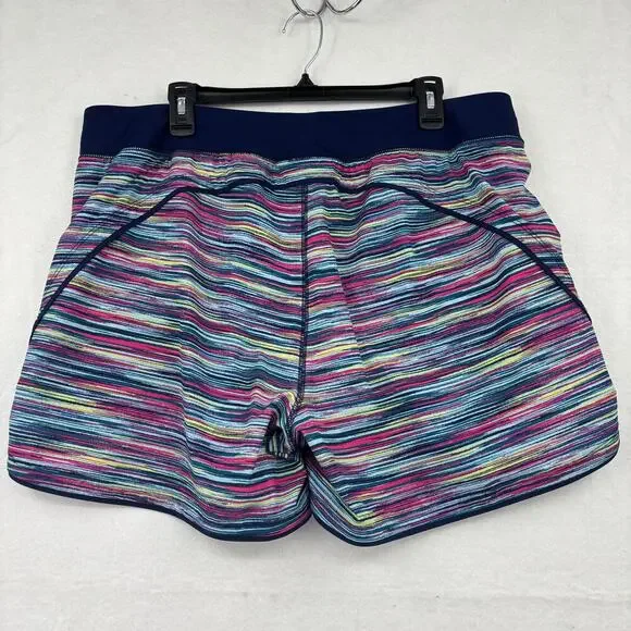 Lands End Swim Shorts Size 18W Blue Stripe Pockets Brief Lining Quick Dry - Picture 6 of 10